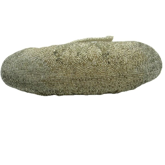 Antique Beaded Purse Heavily Beaded with Silvered Mercury Glass Beads Silver - Picture 11 of 12